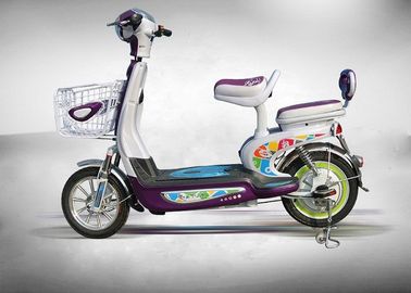 China Purple Color 350W Electric Moped Scooter Motorcycle With Front Drum Brake System supplier