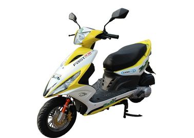 China Disc / Drum Brake Gas Moped Scooter Yellow / White Plastic Body High Max Speed supplier